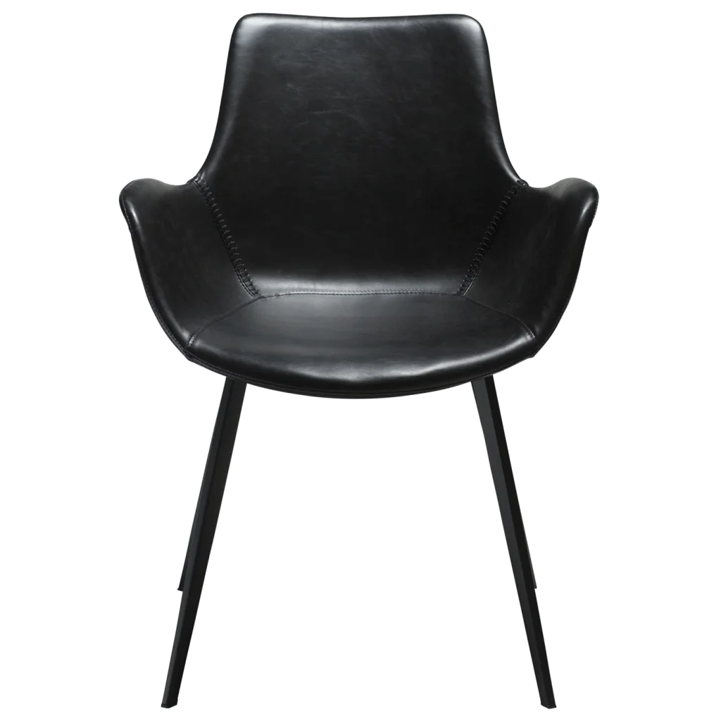 Hype Armchair Vintage Black Art Leather With Black Metal Legs 100690810 02 Front