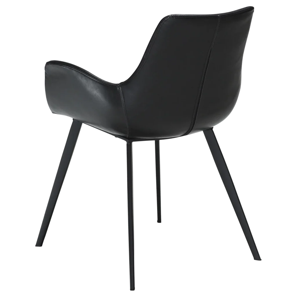 Hype Armchair Vintage Black Art Leather With Black Metal Legs 100690810 05 Back Angle