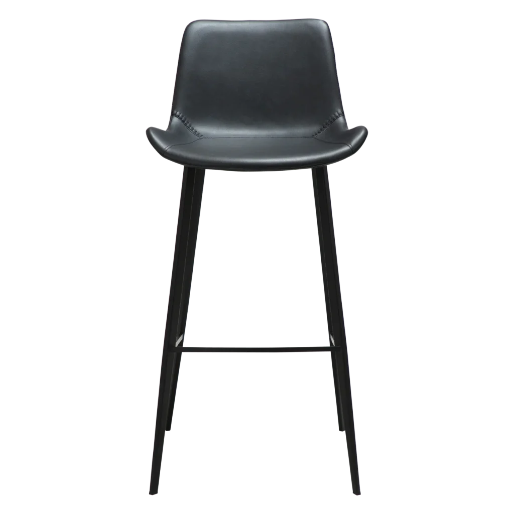 HYPE BAR STOOL Raven Black Faux Leather W. Black Metal Legs 200690633 02 Front