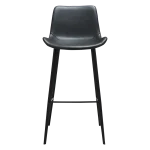 HYPE BAR STOOL Raven Black Faux Leather W. Black Metal Legs 200690633 02 Front