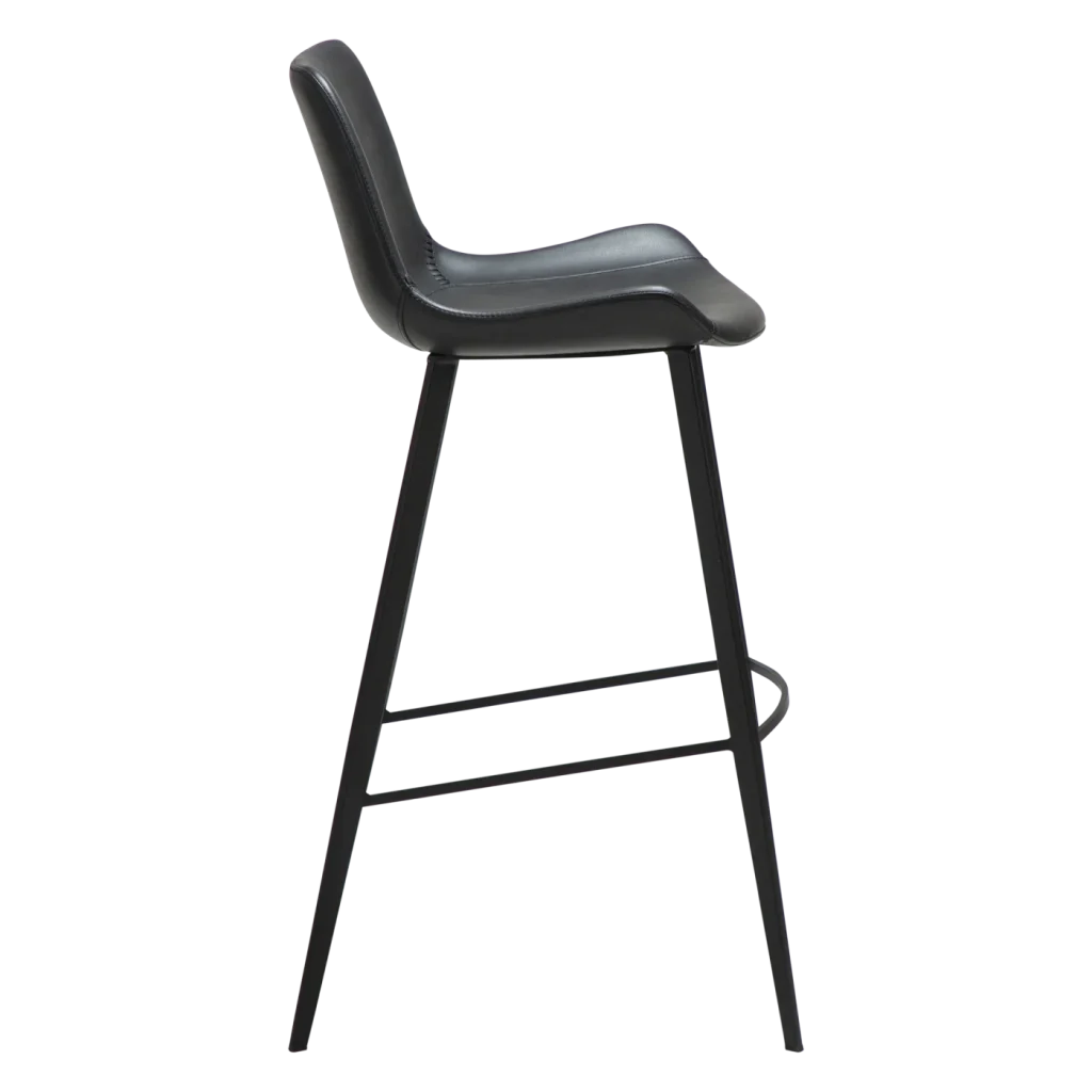 HYPE BAR STOOL Raven Black Faux Leather W. Black Metal Legs 200690633 03 Profile