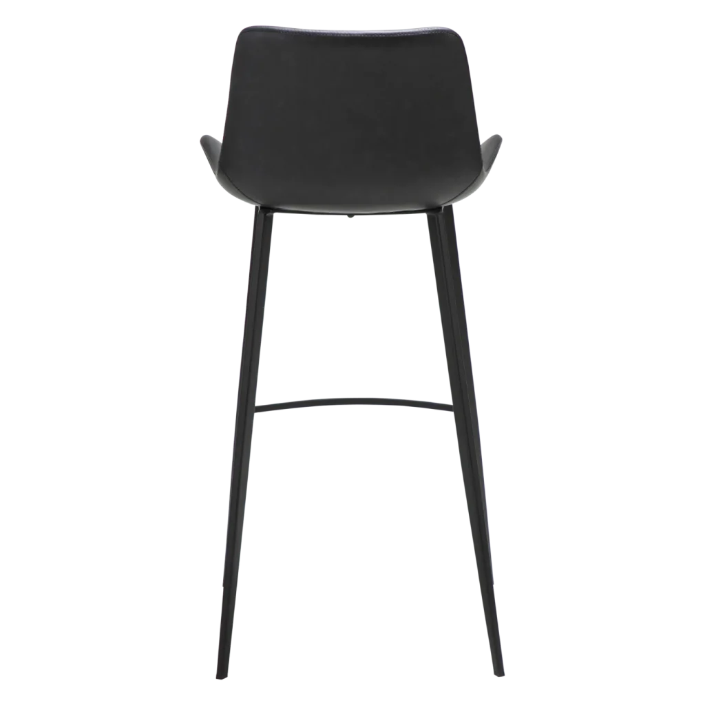 HYPE BAR STOOL Raven Black Faux Leather W. Black Metal Legs 200690633 04 Back