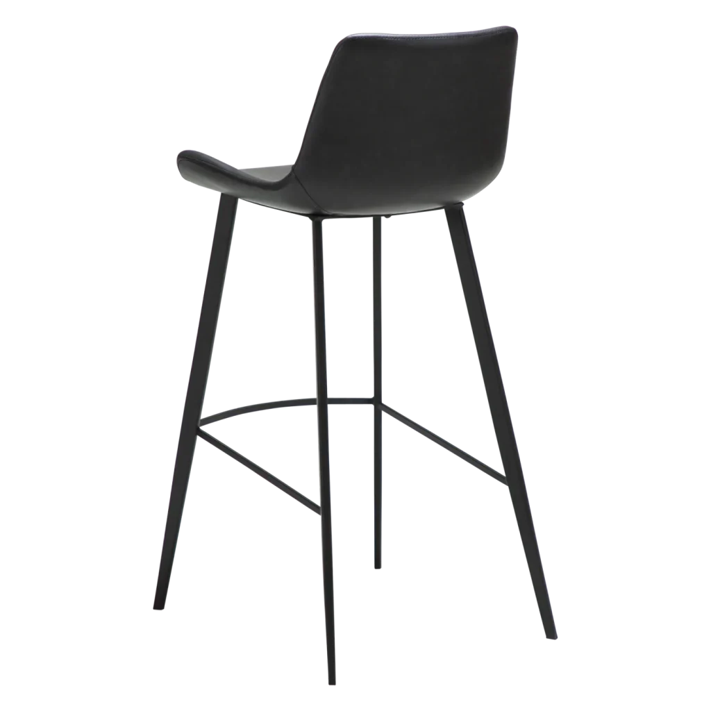 HYPE BAR STOOL Raven Black Faux Leather W. Black Metal Legs 200690633 05 Back Angle