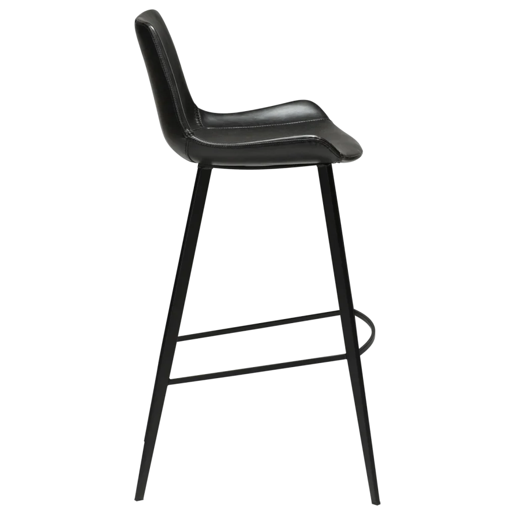 Hype Bar Stool Vintage Black Art Leather With Black Metal Legs 200700760 03 Profile