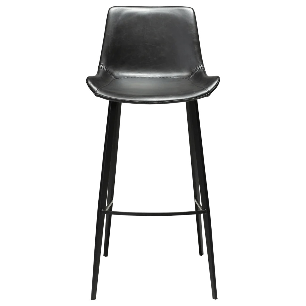 Hype Bar Stool Vintage Black Art Leather With Black Metal Legs Crib5 200800500 02 Front
