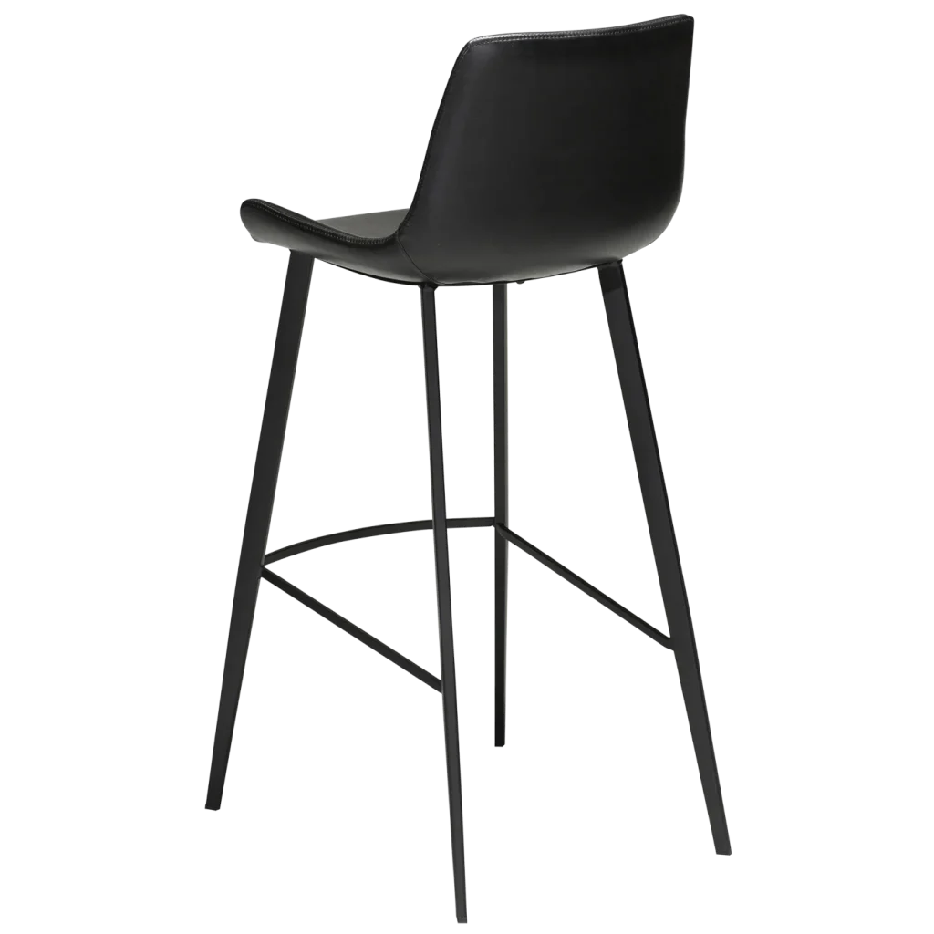 Hype Bar Stool Vintage Black Art Leather With Black Metal Legs Crib5 200800500 05 Back Angle