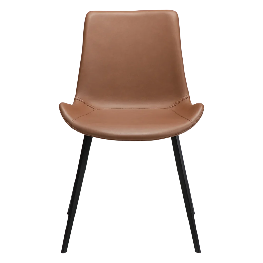 HYPE CHAIR Cognac Faux Leather W. Black Metal Legs 100690634 02 Front