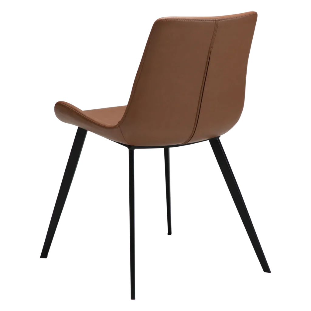 HYPE CHAIR Cognac Faux Leather W. Black Metal Legs 100690634 05 Back Angle