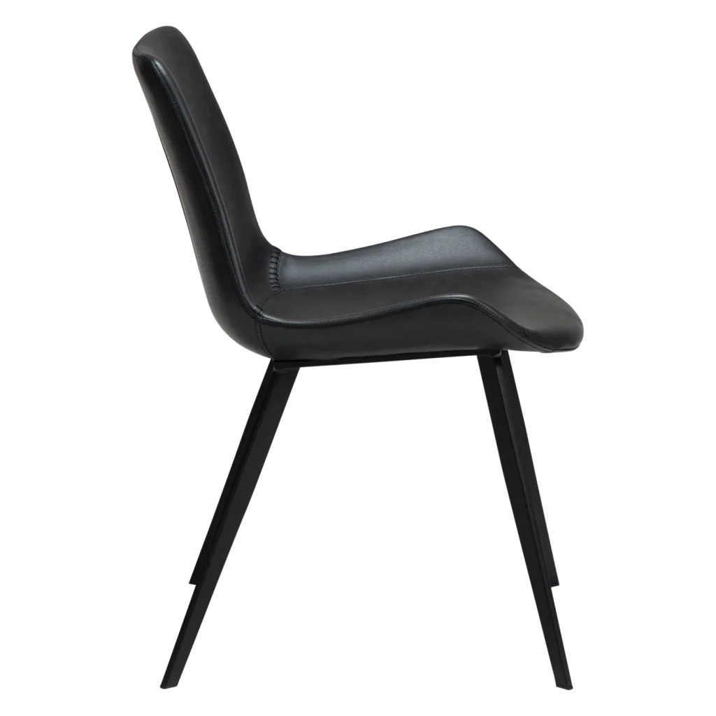 HYPE CHAIR Raven Black Faux Leather W. Black Metal Legs 100690633 03 Profile