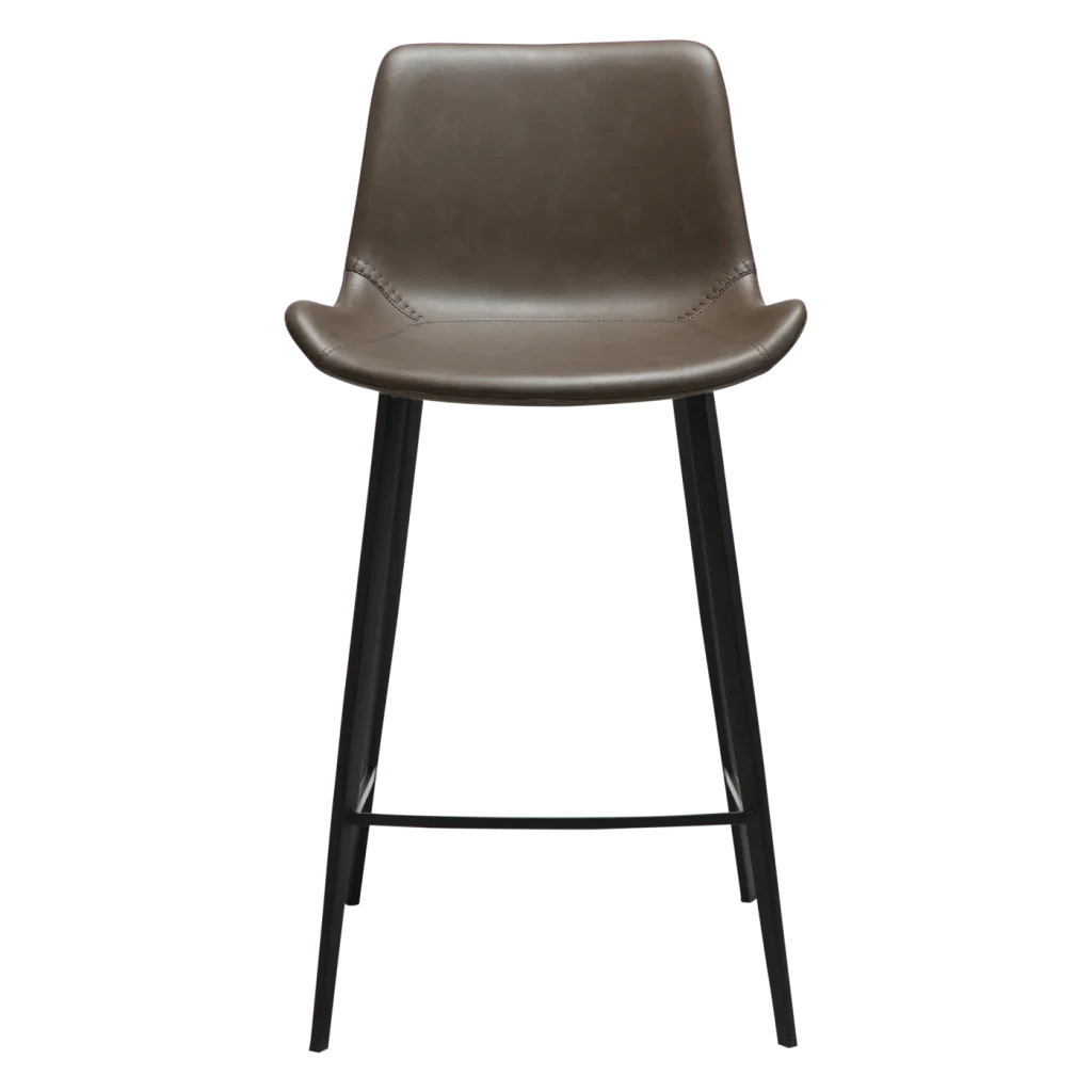 HYPE COUNTER STOOL Major Brown Faux Leather W. Black Metal Legs 300690635 02 Front