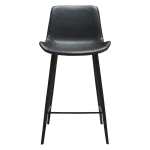 HYPE COUNTER STOOL Raven Black Faux Leather W. Black Metal Legs 300690633 02 Front