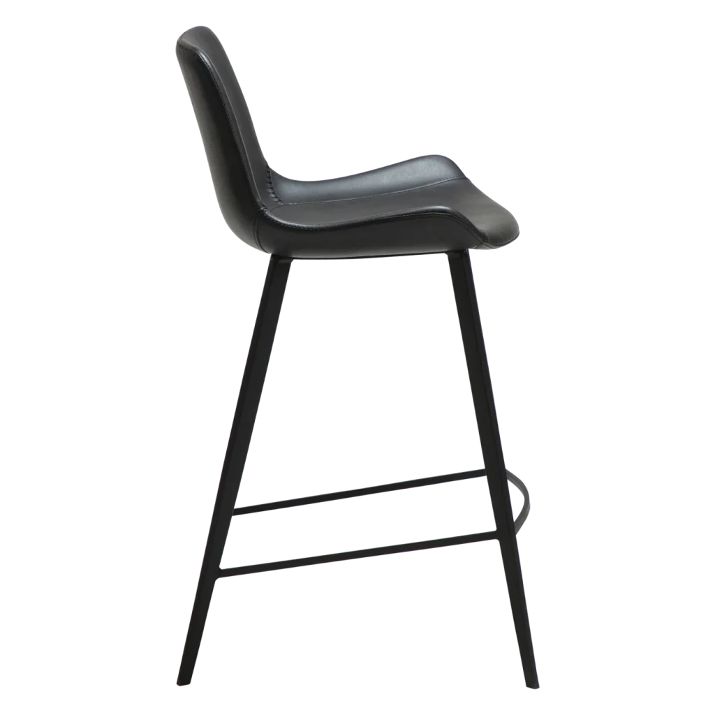 HYPE COUNTER STOOL Raven Black Faux Leather W. Black Metal Legs 300690633 03 Profile