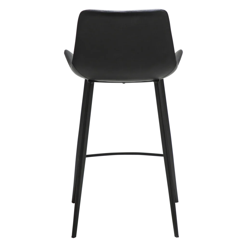 HYPE COUNTER STOOL Raven Black Faux Leather W. Black Metal Legs 300690633 04 Back
