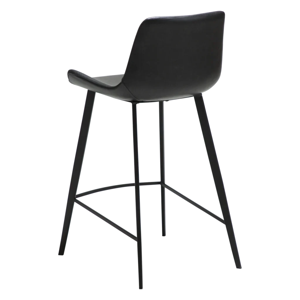 HYPE COUNTER STOOL Raven Black Faux Leather W. Black Metal Legs 300690633 05 Back Angle