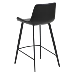 HYPE COUNTER STOOL Raven Black Faux Leather W. Black Metal Legs 300690633 05 Back Angle