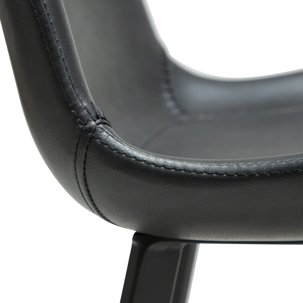 HYPE COUNTER STOOL Raven Black Faux Leather W. Black Metal Legs 300690633 09 Detail4