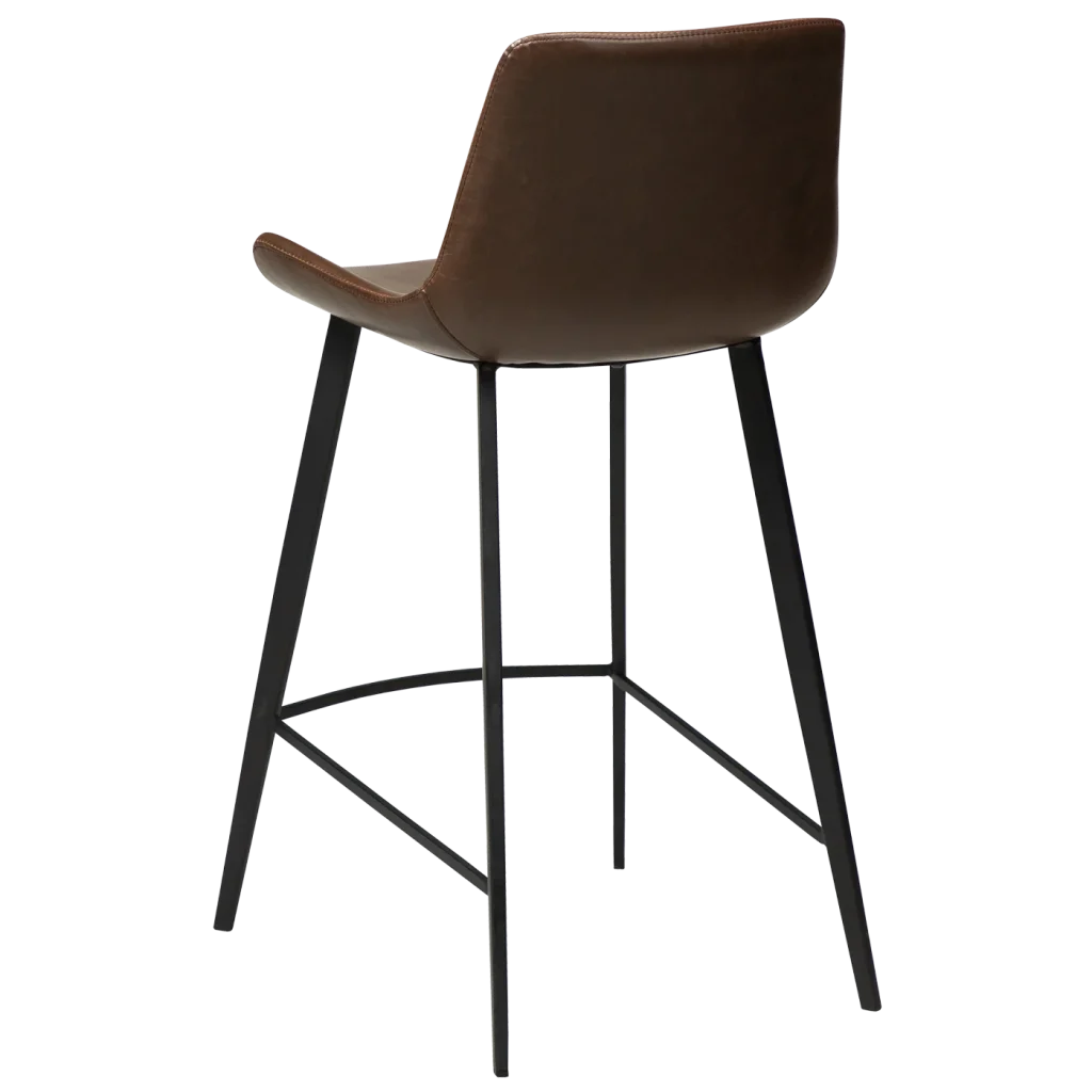Hype Counter Stool Vintage Cocoa Art Leather With Black Metal Legs 200490820 05 Back Angle