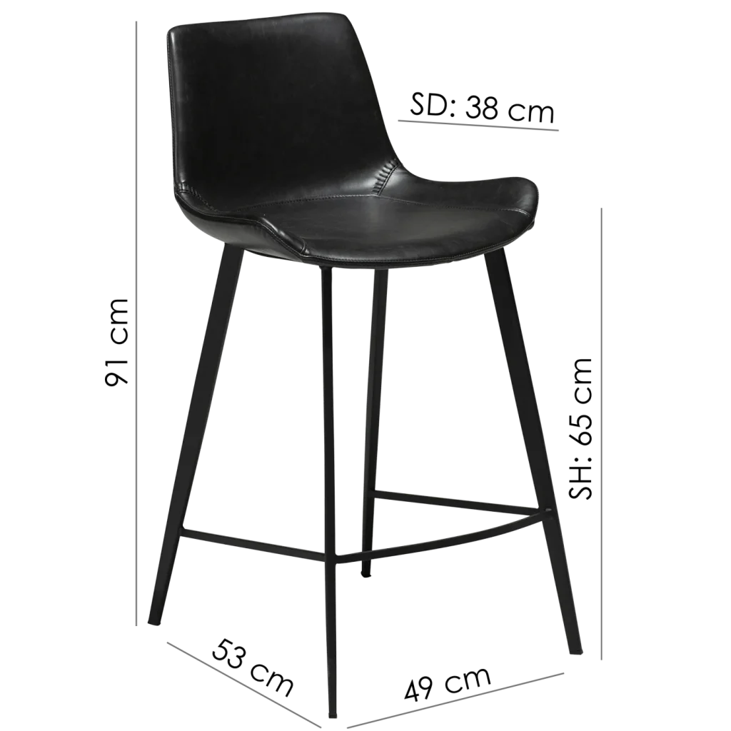 Hype Counter Stool Vintage Light Brown Art Leather With Black Metal Legs 200490706 15 Measurement