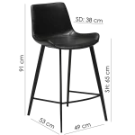 Hype Counter Stool Vintage Light Brown Art Leather With Black Metal Legs 200490706 15 Measurement