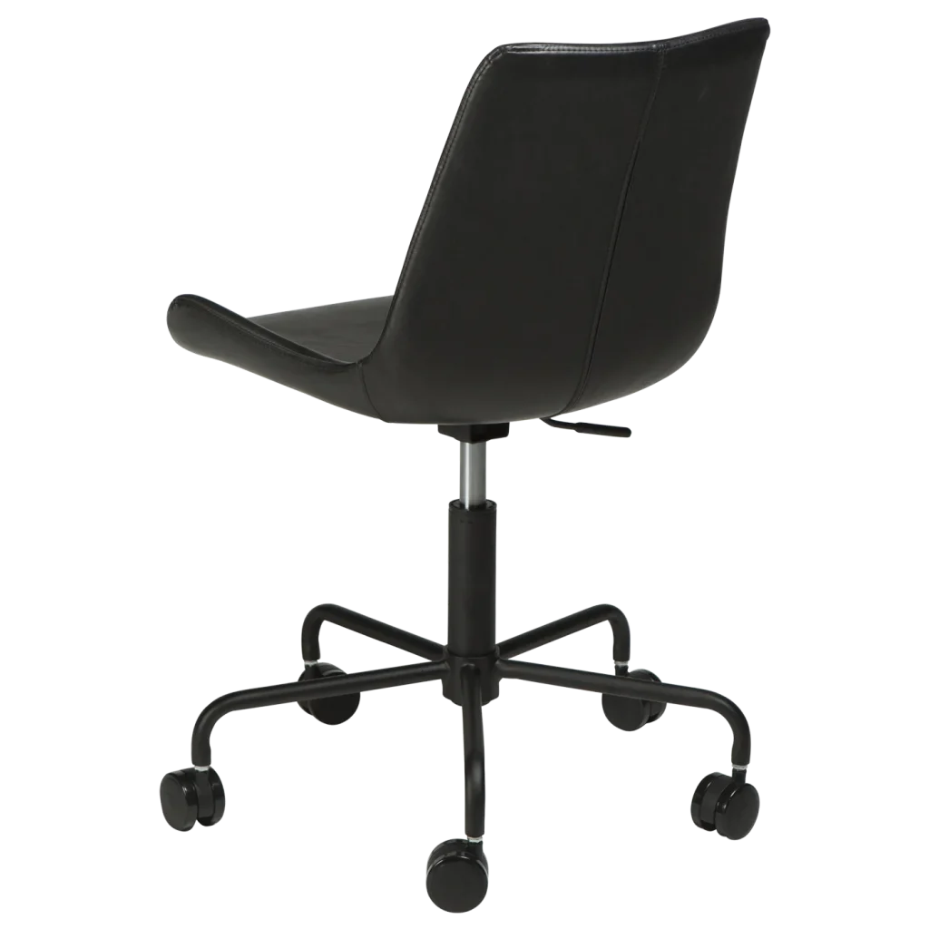 Hype Office Chair Vintage Black Art Leather With Black Base With Wheels 700770555 05 Back Angle