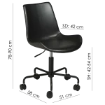 Hype Office Chair Vintage Black Art Leather With Black Base With Wheels 700770555 15 Measurements