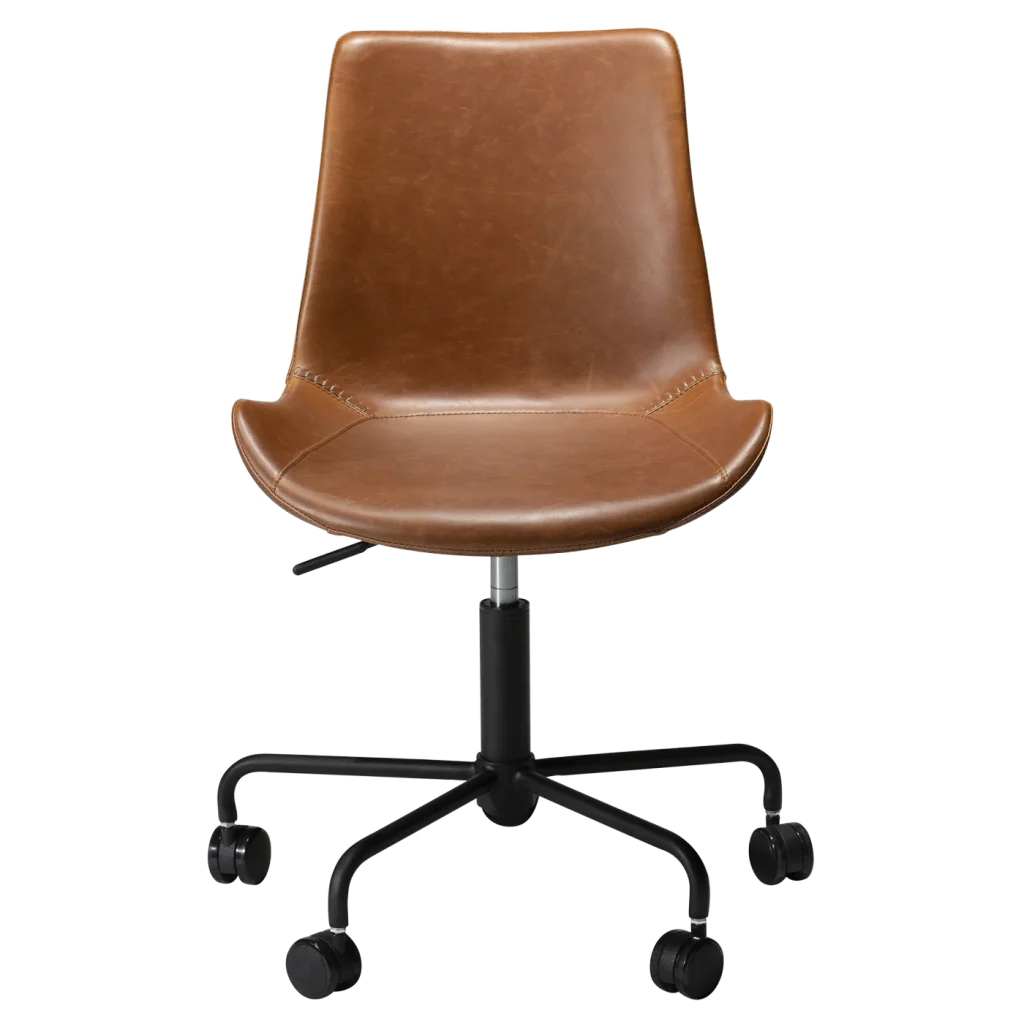 Hype Office Chair Vintage Light Brown Art Leather With Black Base With Wheels 700770500 02 Front