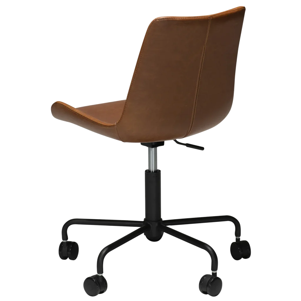 Hype Office Chair Vintage Light Brown Art Leather With Black Base With Wheels 700770500 05 Back Angle