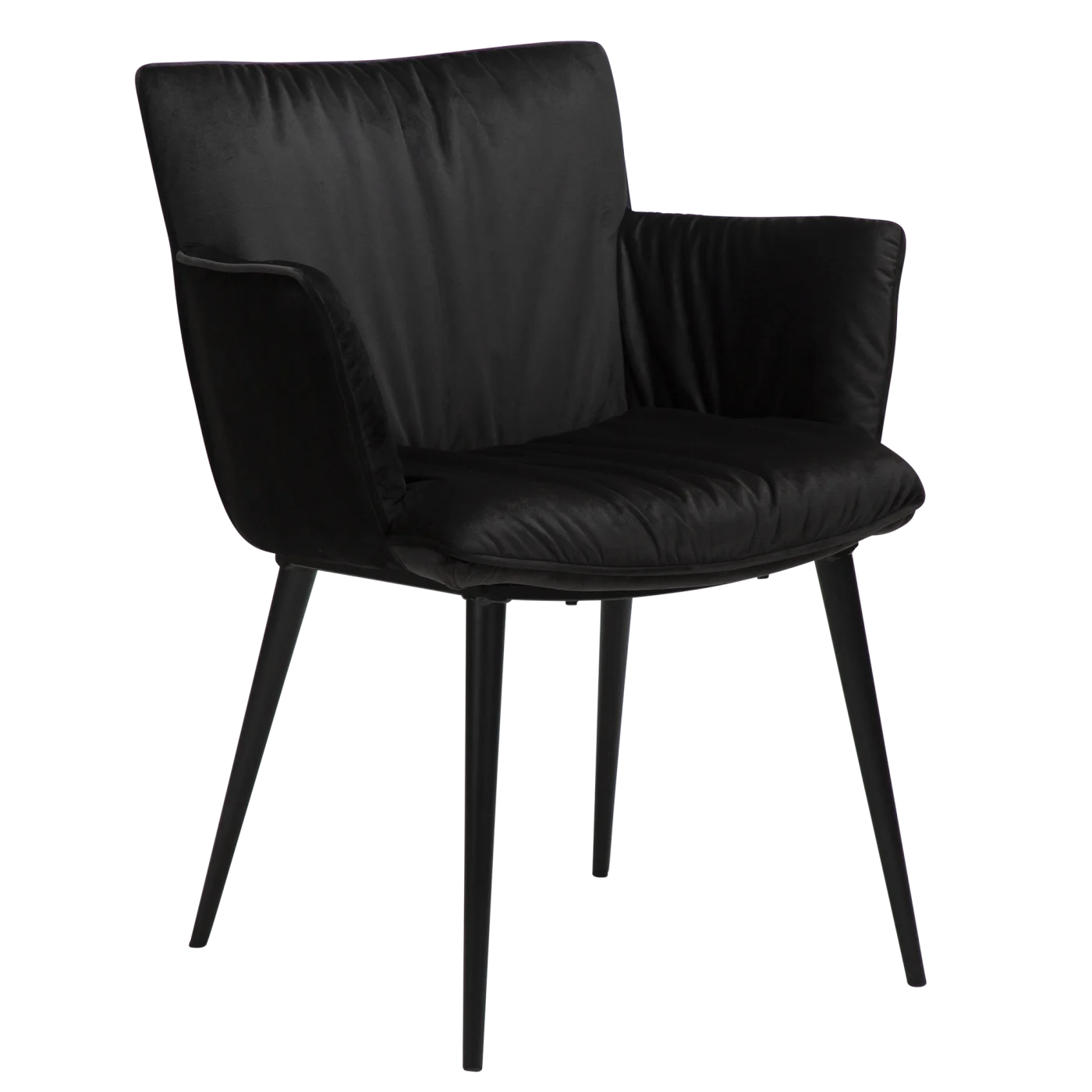 Join Armchair Meteorite Black Velvet With Black Conical Metal Legs 100675100 01 Main