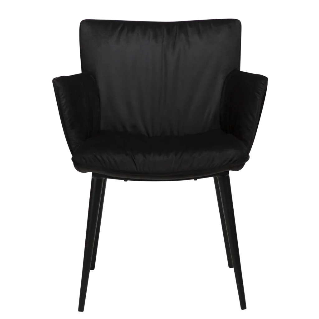 Join Armchair Meteorite Black Velvet With Black Conical Metal Legs 100675100 02 Front