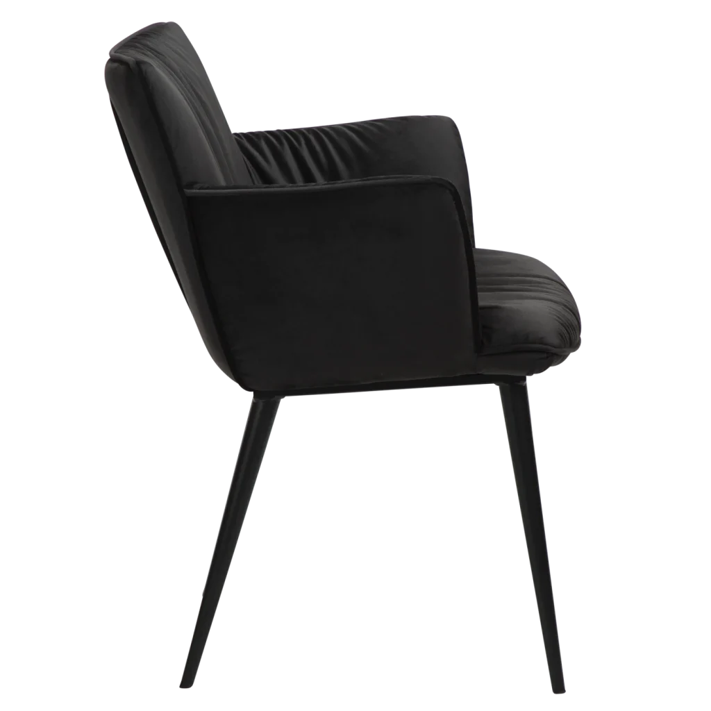 Join Armchair Meteorite Black Velvet With Black Conical Metal Legs 100675100 03 Profile