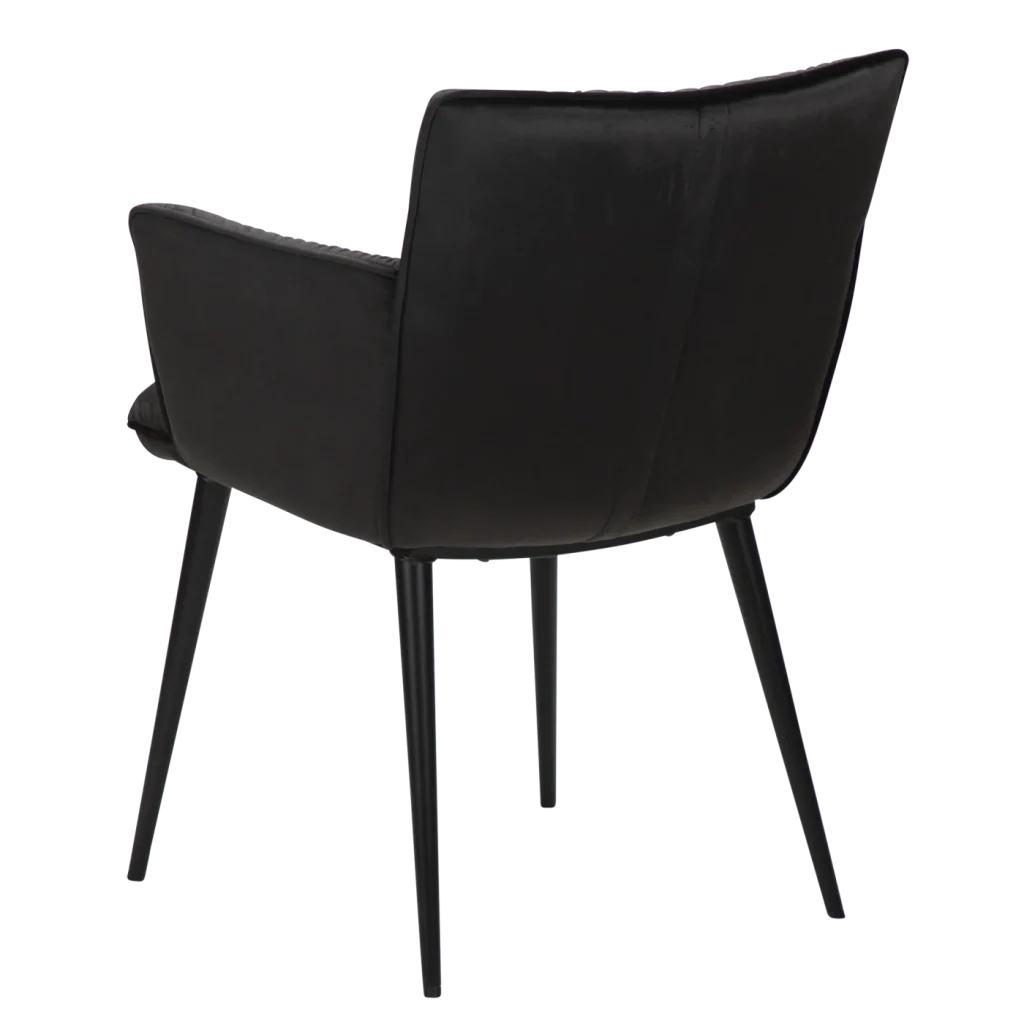 Join Armchair Meteorite Black Velvet With Black Conical Metal Legs 100675100 05 Back Angle
