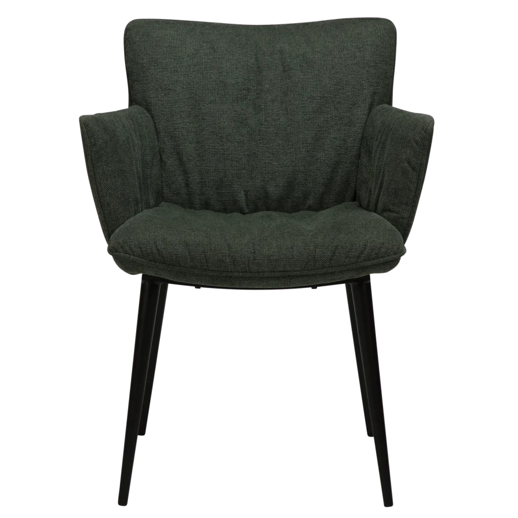 Join Armchair Sage Green Fabric With Black Conical Metal Legs 100675150 02 Front