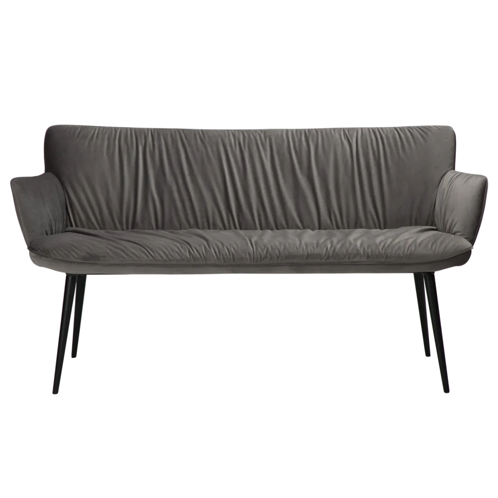 Join Bench Alu Velvet With Black Conical Metal Legs 700680110 02 Front