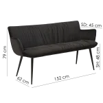 Join Bench Alu Velvet With Black Conical Metal Legs 700680110 15 Measurements