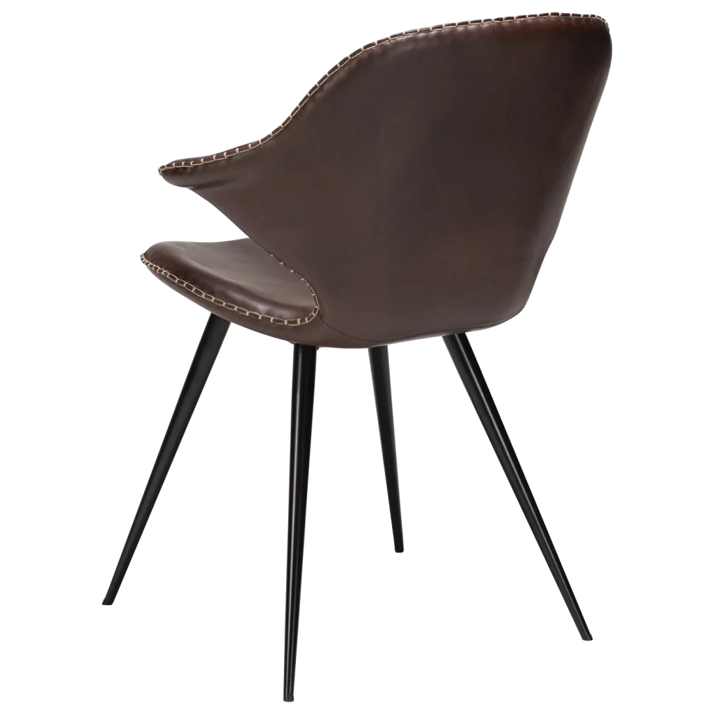 Karma Chair Vintage Cocoa Art Leather With Black Metal Legs 100375310 05 Back Angle