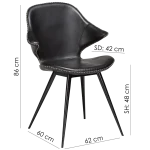 Karma Chair Vintage Cocoa Art Leather With Black Metal Legs 100375310 15 Measurements