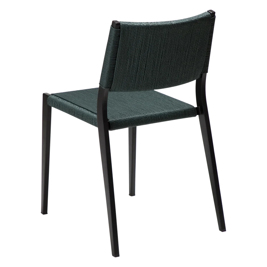 Loop Chair Green Gables Paper Cord With Black Metal Legs 100500712 05 Back Angle