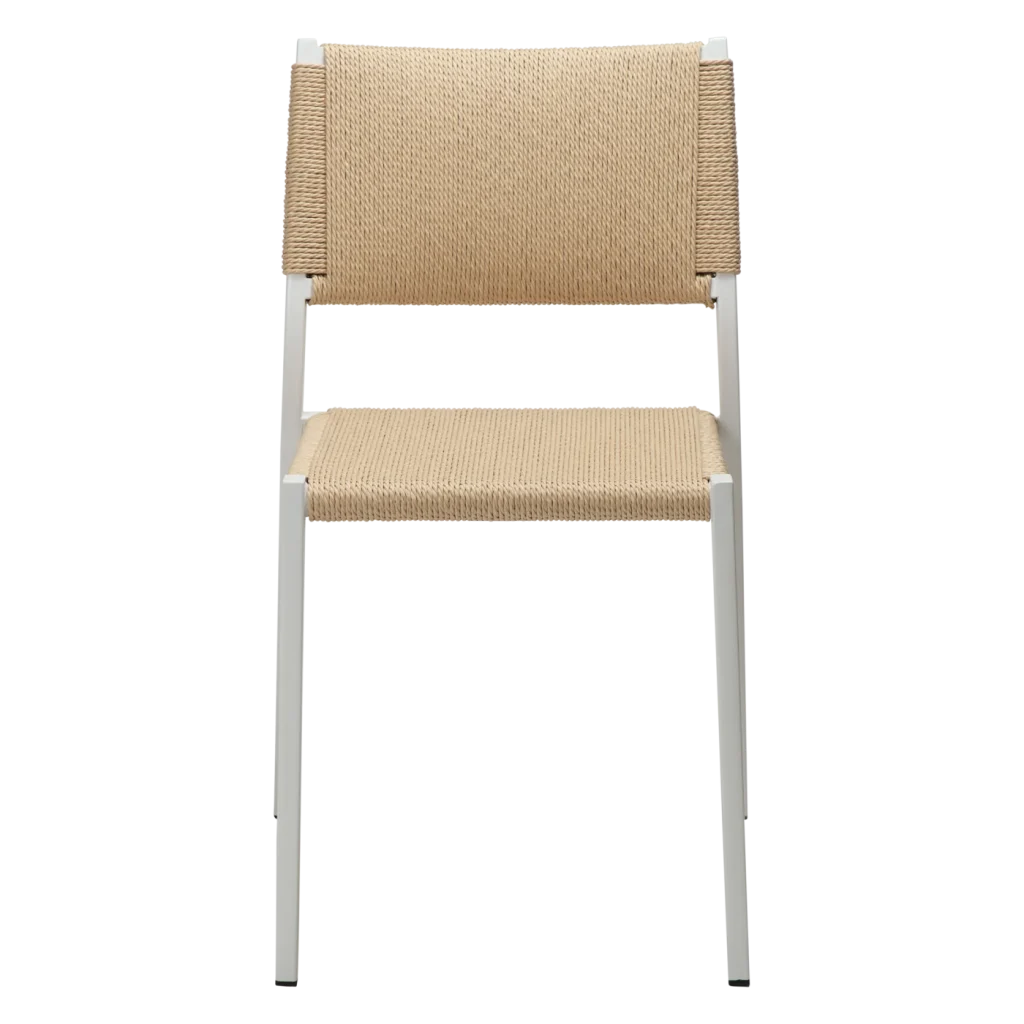 Loop Chair Natural Paper Cord With White Metal Legs 100500710 02 Front