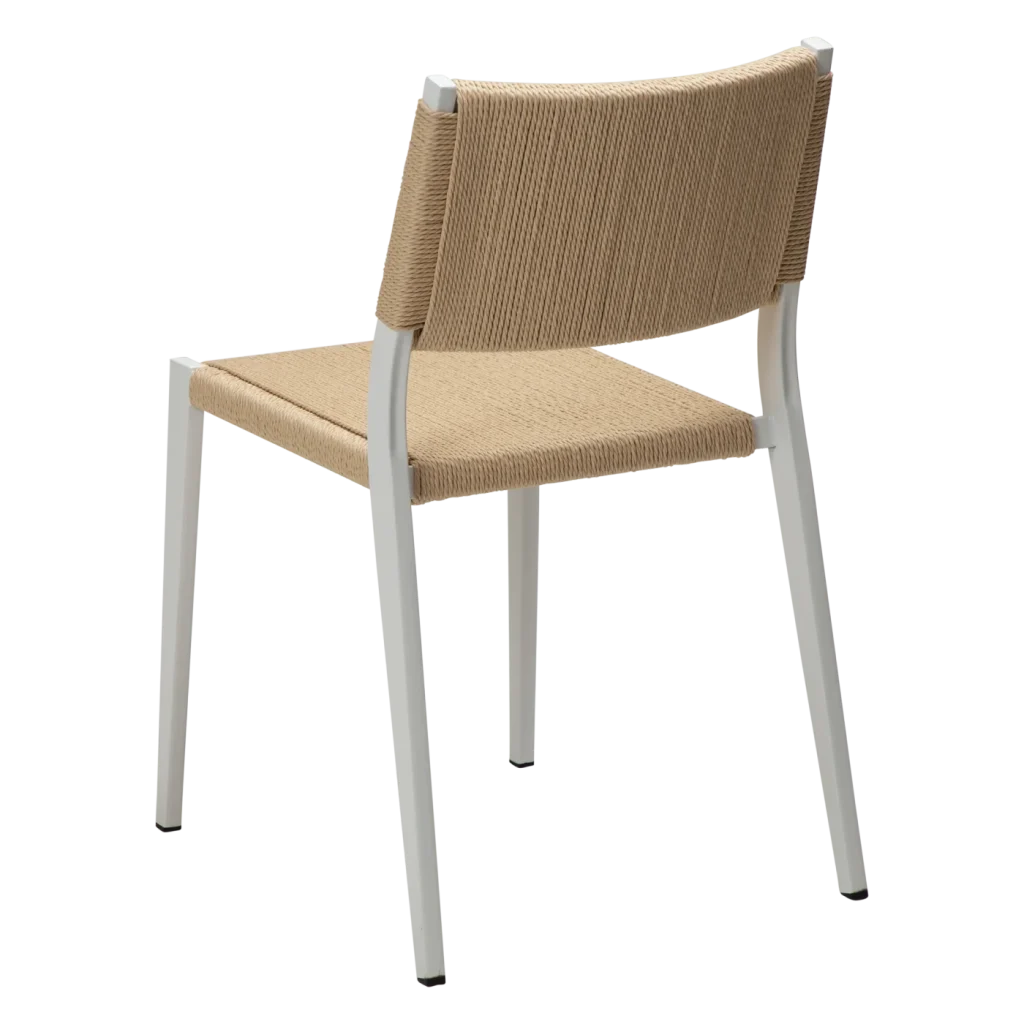 Loop Chair Natural Paper Cord With White Metal Legs 100500710 05 Back Angle