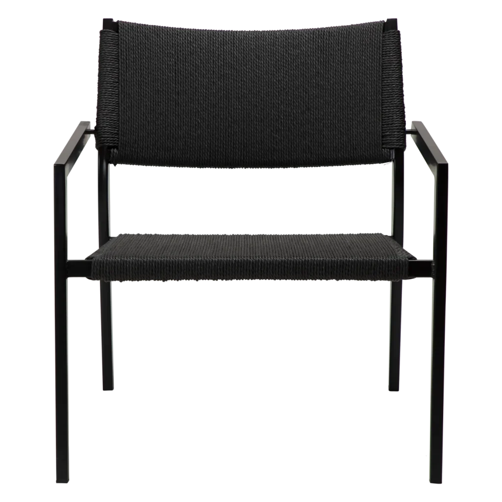 Loop Lounge Chair Black Paper Cord With Black Metal Legs 700500700 02 Front