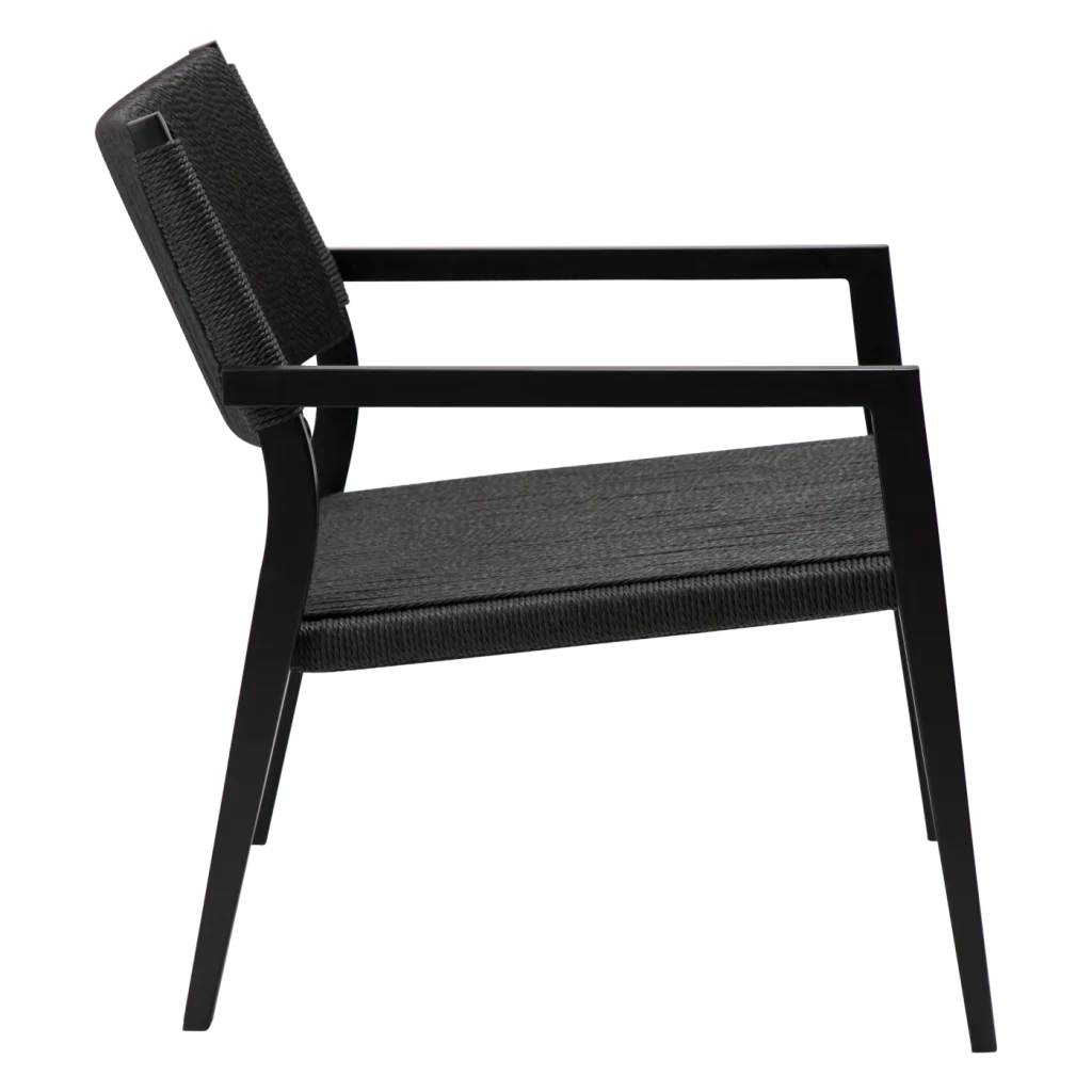 Loop Lounge Chair Black Paper Cord With Black Metal Legs 700500700 03 Profile