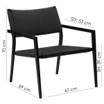 Loop Lounge Chair Black Paper Cord With Black Metal Legs 700500700 08 Measurements