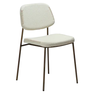 MENTA CHAIR Bone White Boucle Fabric W. Antique Brass Metal Legs 100325101 01 Main