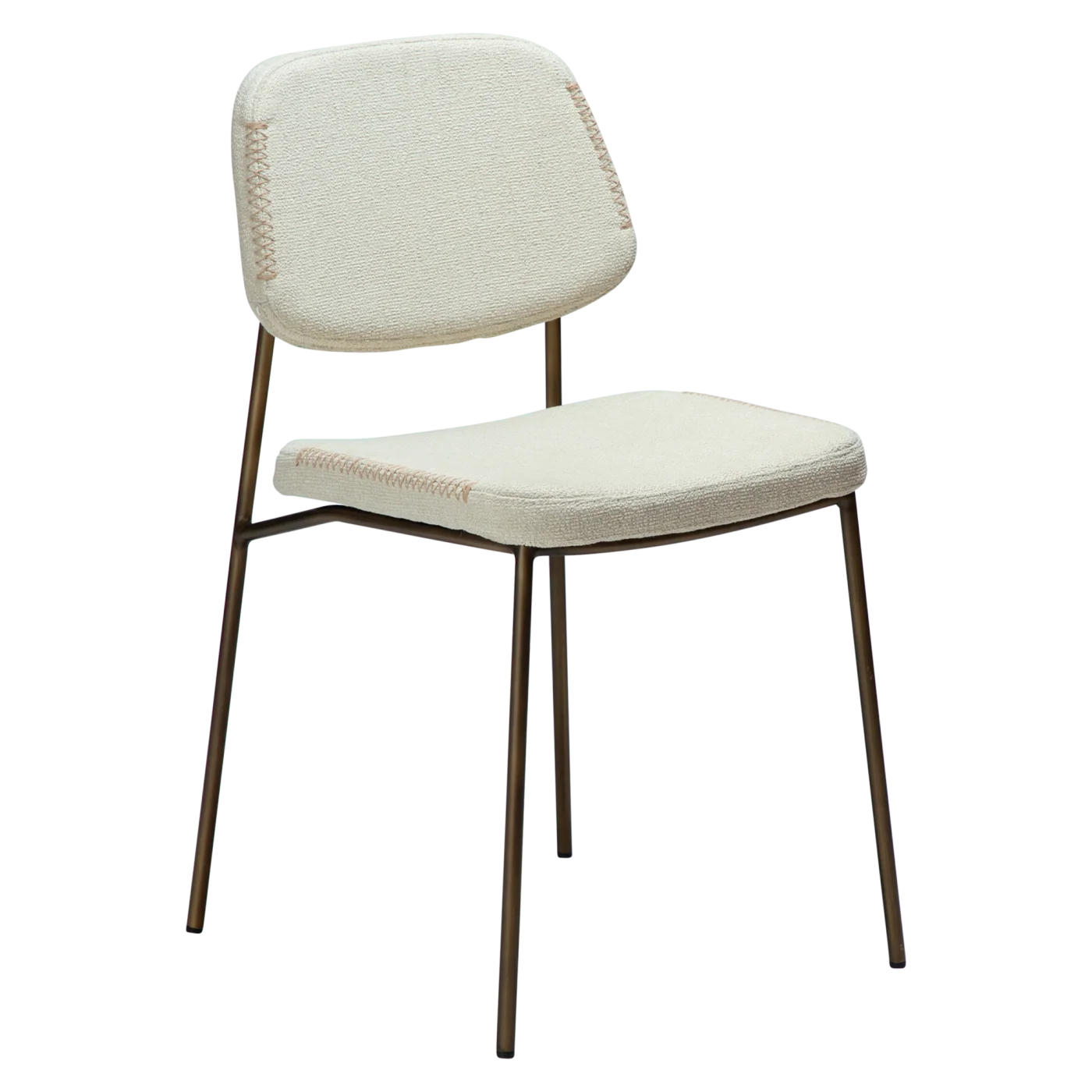 MENTA CHAIR Bone White Boucle Fabric W. Antique Brass Metal Legs 100325101 01 Main