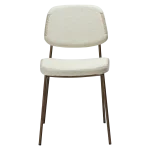 MENTA CHAIR Bone White Boucle Fabric W. Antique Brass Metal Legs 100325101 02 Front