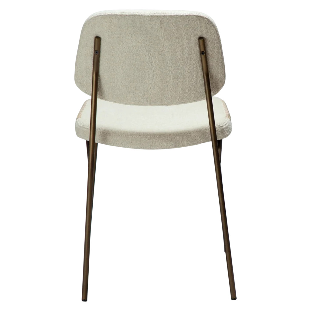 MENTA CHAIR Bone White Boucle Fabric W. Antique Brass Metal Legs 100325101 04 Back