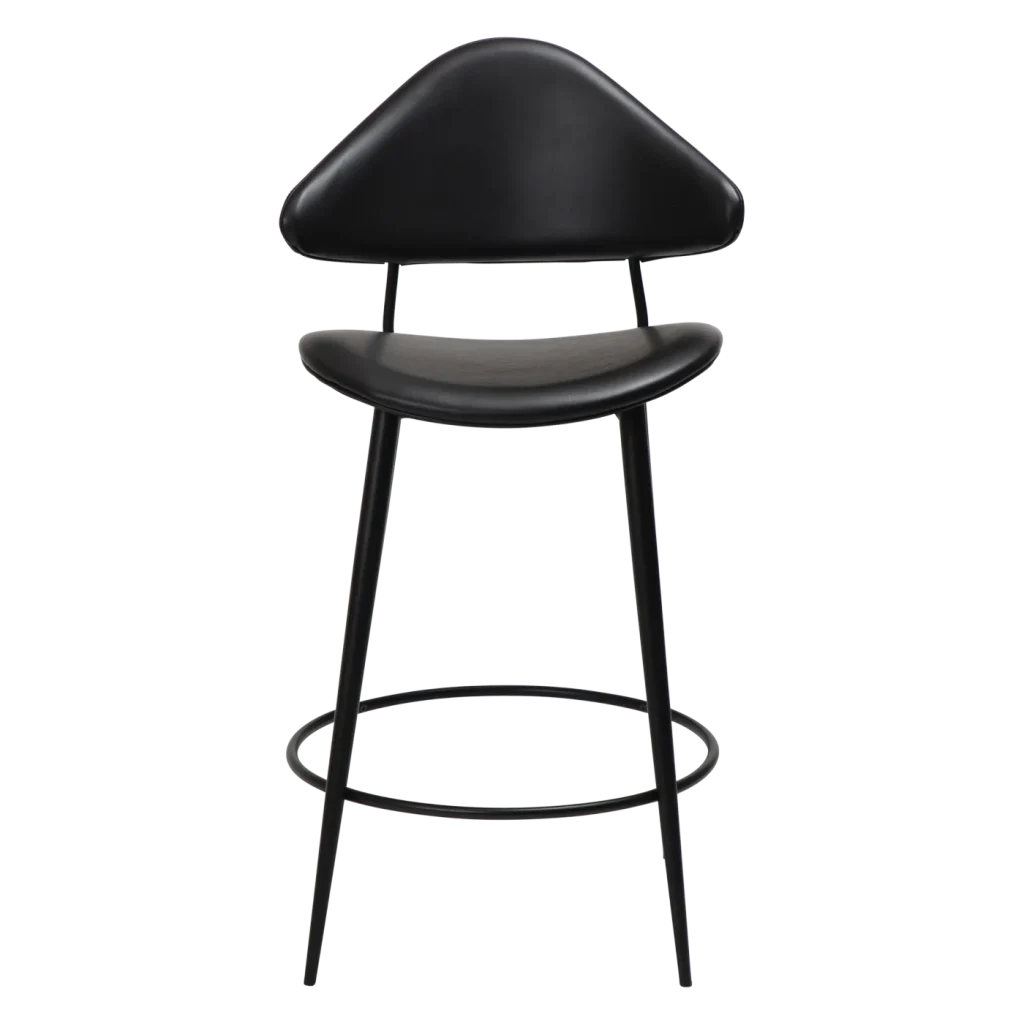 Napoleon Counter Stool Vintage Black Art Leather With Black Metal Legs 300204100 02 Front