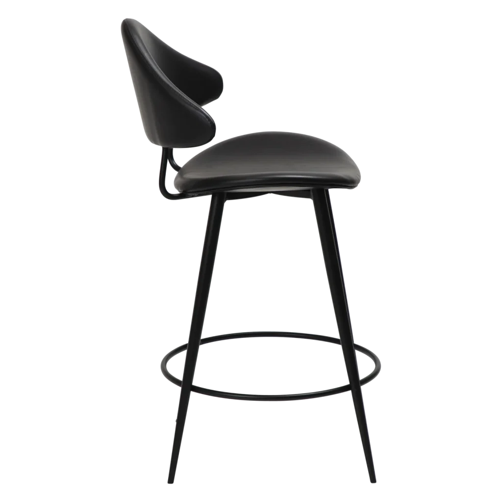 Napoleon Counter Stool Vintage Black Art Leather With Black Metal Legs 300204100 03 Profile