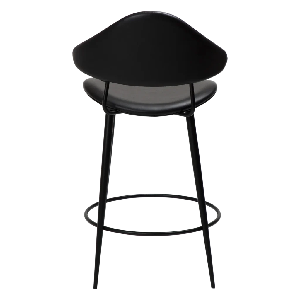 Napoleon Counter Stool Vintage Black Art Leather With Black Metal Legs 300204100 04 Back