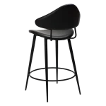 Napoleon Counter Stool Vintage Black Art Leather With Black Metal Legs 300204100 05 Back Angle